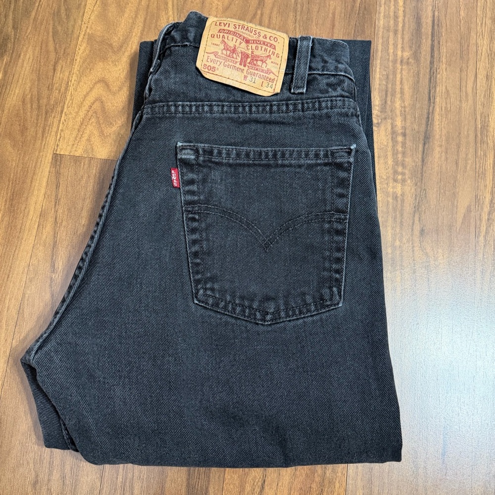 Vintage Levi's 505 Regular Fit Charcoal Straight Jeans Size W31 L34 - Picture 1 of 13
